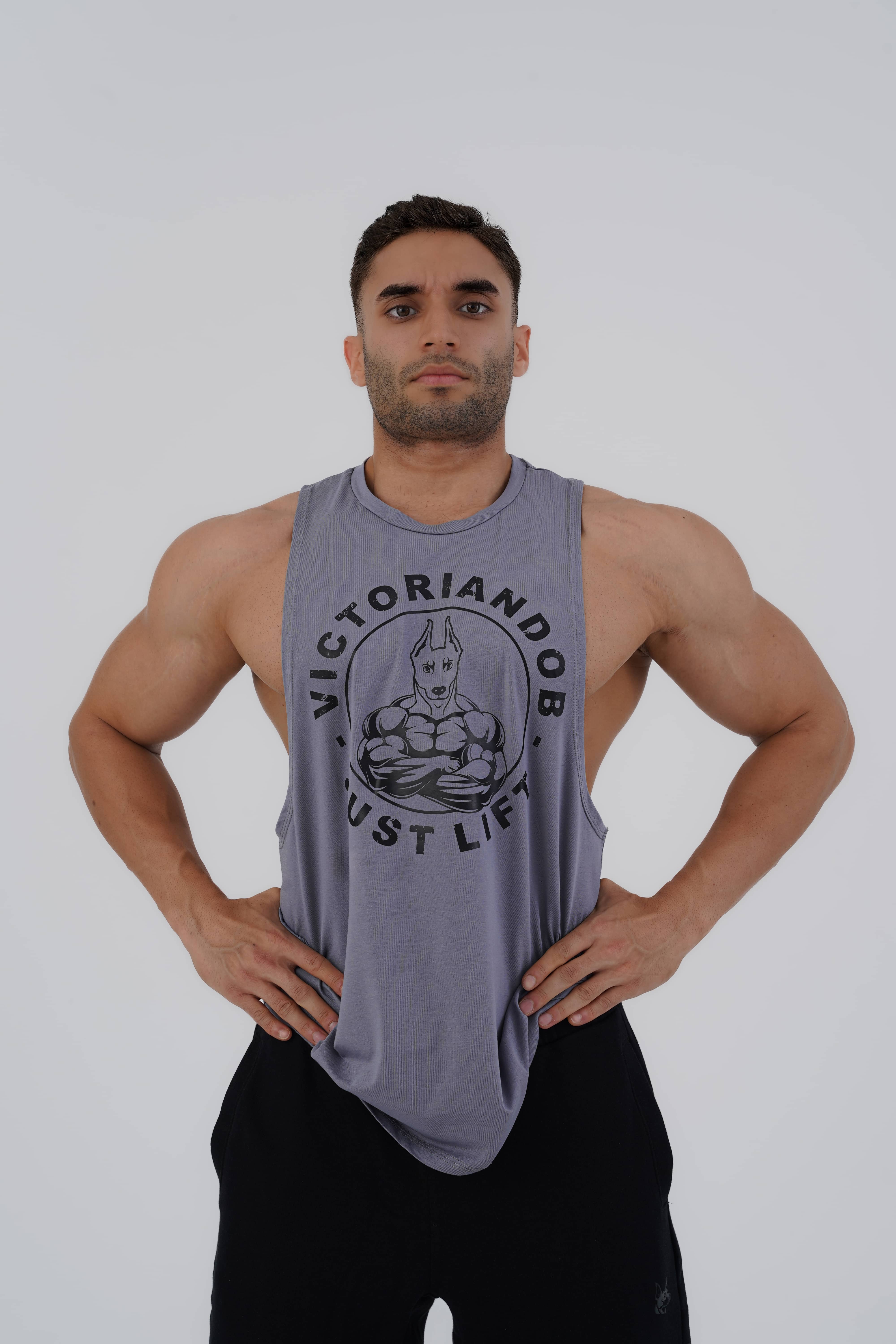 Just Lift Drop Arm Tank Dark Grey - L