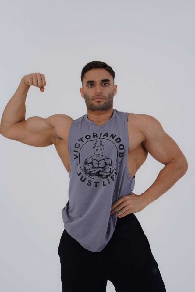 Just Lift Drop Arm Tank Dark Grey - L
